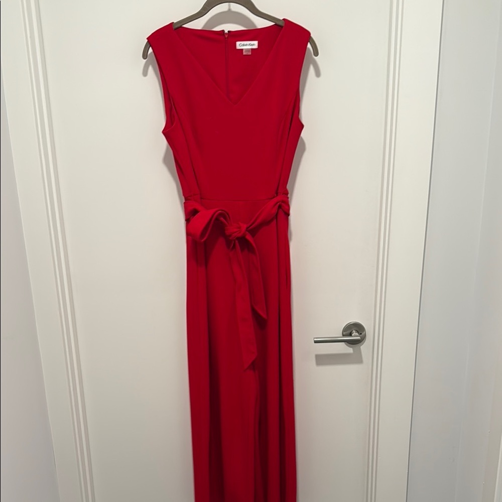 Calvin Klein Red Sleeveless V Neck jumpsuit